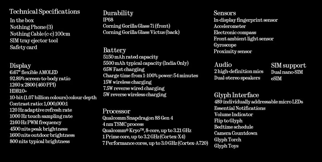Nothing Phone (3) | 50MP Cameras & 120Hz AMOLED | 5G Android Smartphone