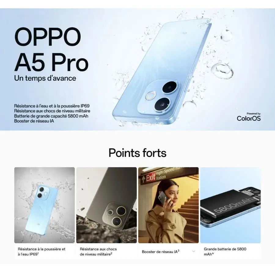 OPPO A5 Pro 2026 | 5G | 8GB+256GB | 6.67" 90Hz | 50MP Dual Camera | 5800mAh 45W | NFC | IP68 | Dual SIM | Global Version