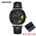 SANDA 1087 Men's Sports Quartz Watch | 360° Rotating Dial | Chronograph | Leather & Steel | Waterproof