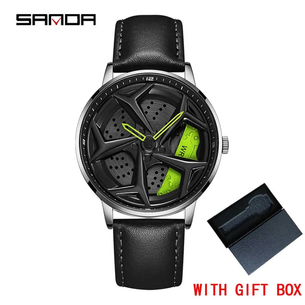 SANDA 1087 Men's Sports Quartz Watch | 360° Rotating Dial | Chronograph | Leather & Steel | Waterproof