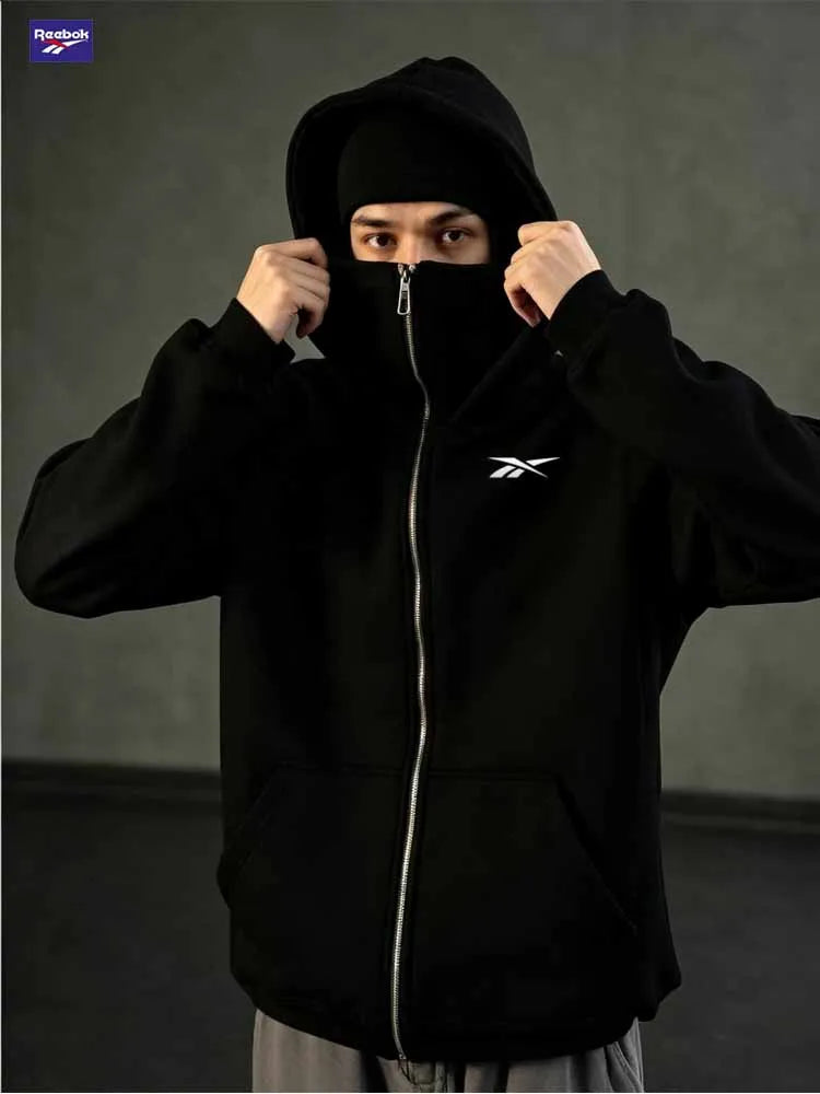 Reebok Men's Zip Hoodie | Thick Polyester Knit | Autumn & Winter