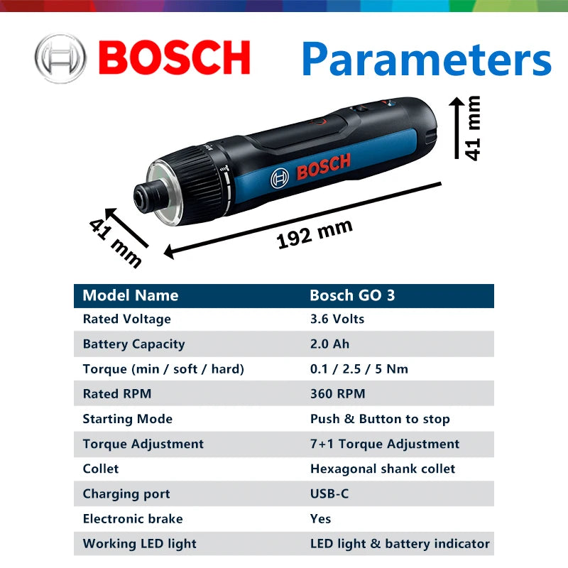 Bosch GO 3 | Cordless Electric Screwdriver | Battery Included