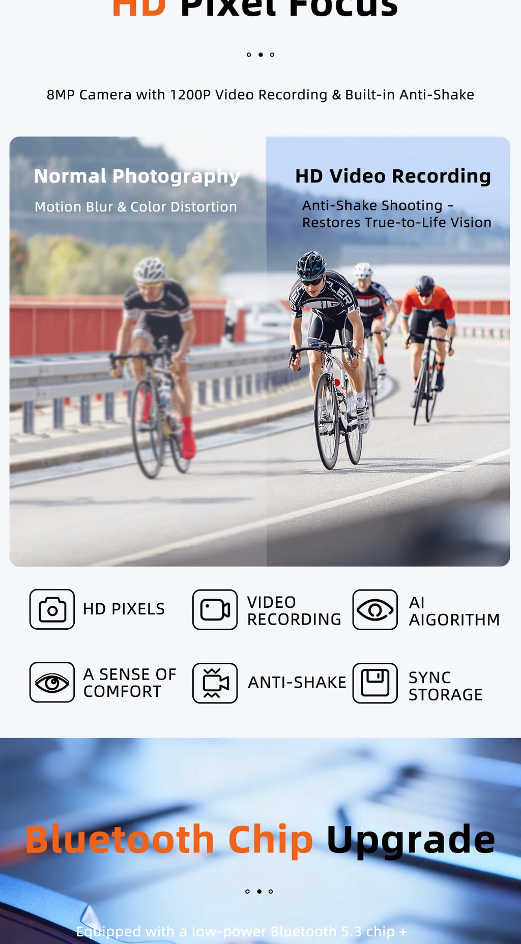Lentes Deportivos Inteligentes con Cámara IA | 8MP, Bluetooth, Resistentes al Agua