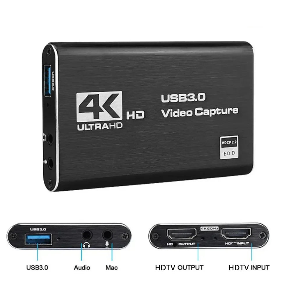HDMI USB 3.0 Capture Card | 4K Input, 1080p 60fps | Capturadora de Video