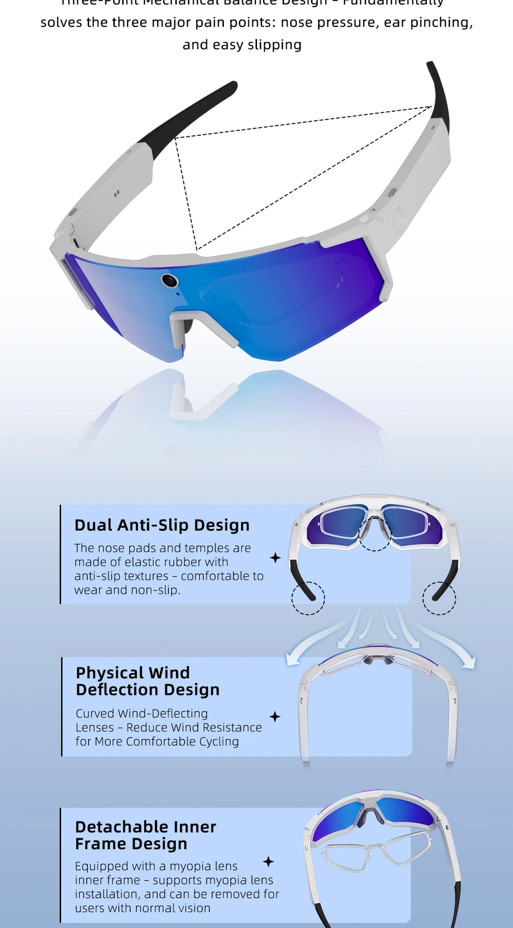 Lentes Deportivos Inteligentes con Cámara IA | 8MP, Bluetooth, Resistentes al Agua