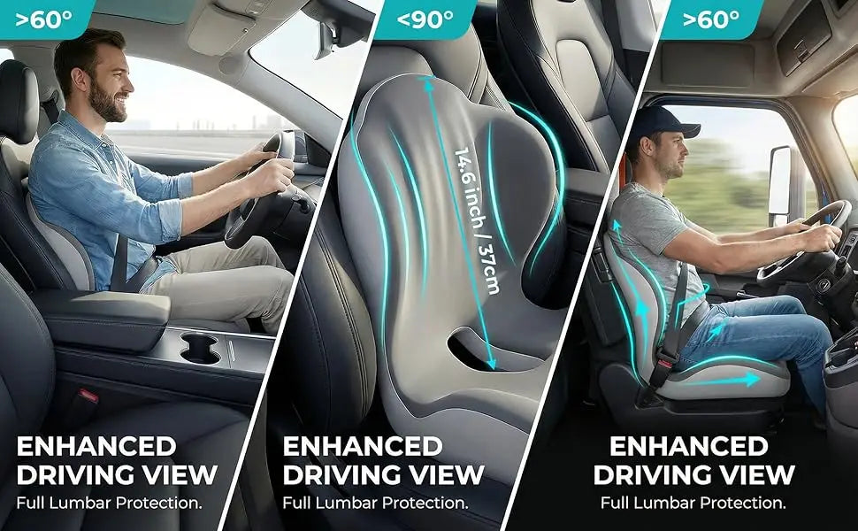 Memory Foam Seat Cushion | Lumbar Back Support | Office & Car / Cojín Ergonómico