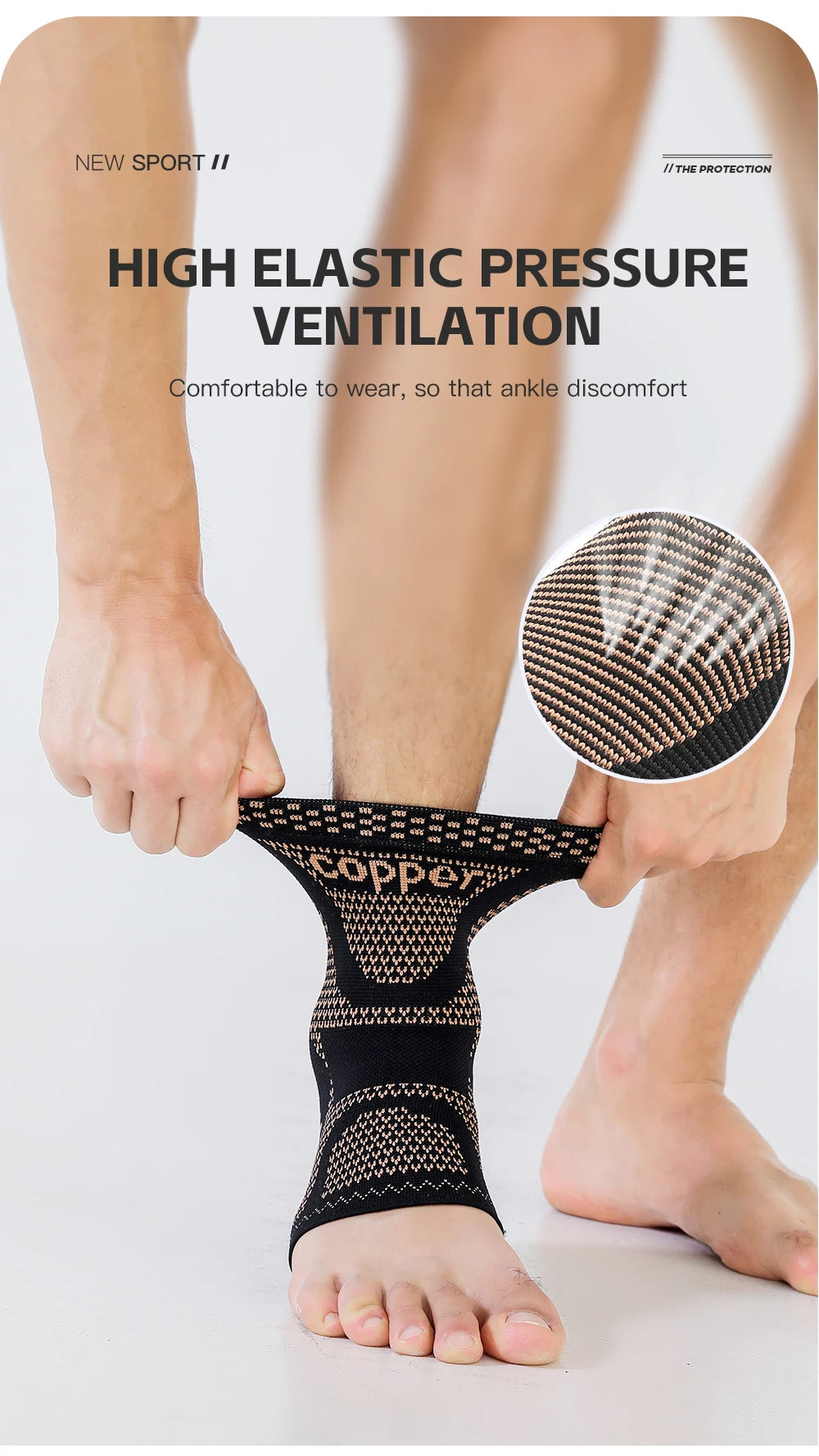 Copper Ankle Compression Sleeve | Elastic Knit Support for Sports & Daily Use