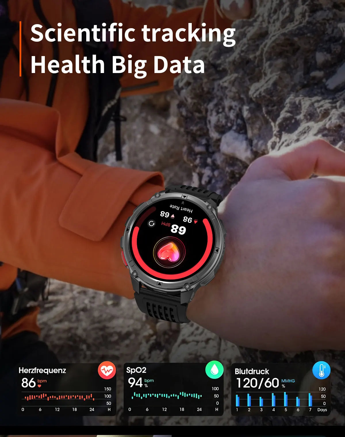 T-REX 3 | Smartwatch Militar 1100mAh | AMOLED 1.7", 10ATM, GPS, 170+ Modos, Linterna LED