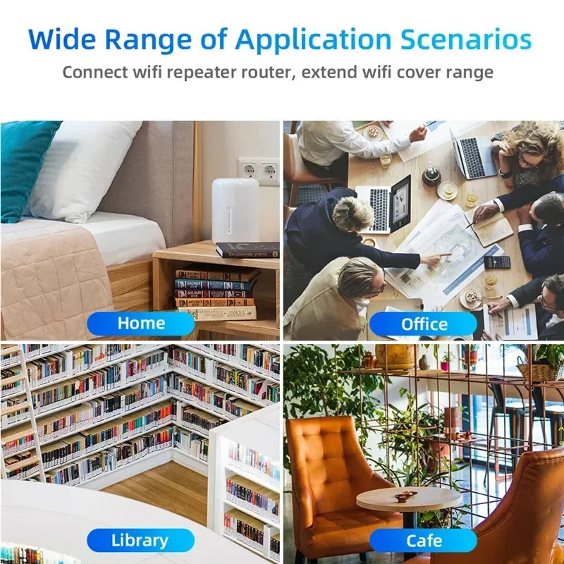 Repetidor WiFi 1200Mbps Doble Banda 2.4G/5GHz | 6 Antenas 360° | Extensor de Señal | Hogar y Oficina