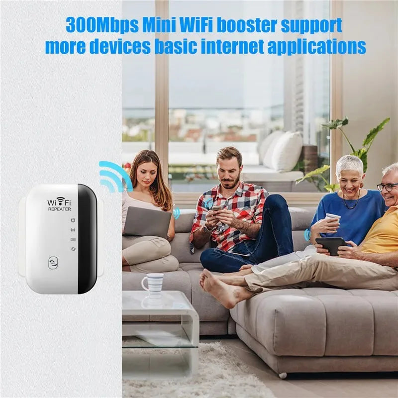 Repetidor WiFi 300Mbps | Amplificador de Señal 2.4GHz | Modos Repetidor, AP y LAN | Hogar y Oficina