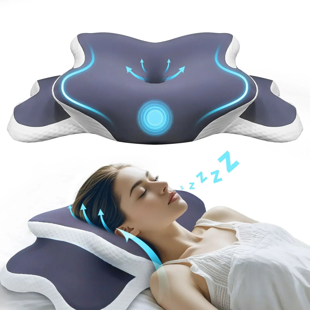 Contoured Memory Foam Neck Pillow | Side & Back Sleep | Almohada Cervical