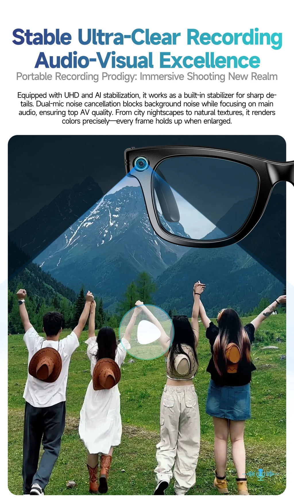Lentes Inteligentes GUHUAVMI con Cámara IA y ChatGPT | 800W, Doble Lente, Bluetooth 5.3