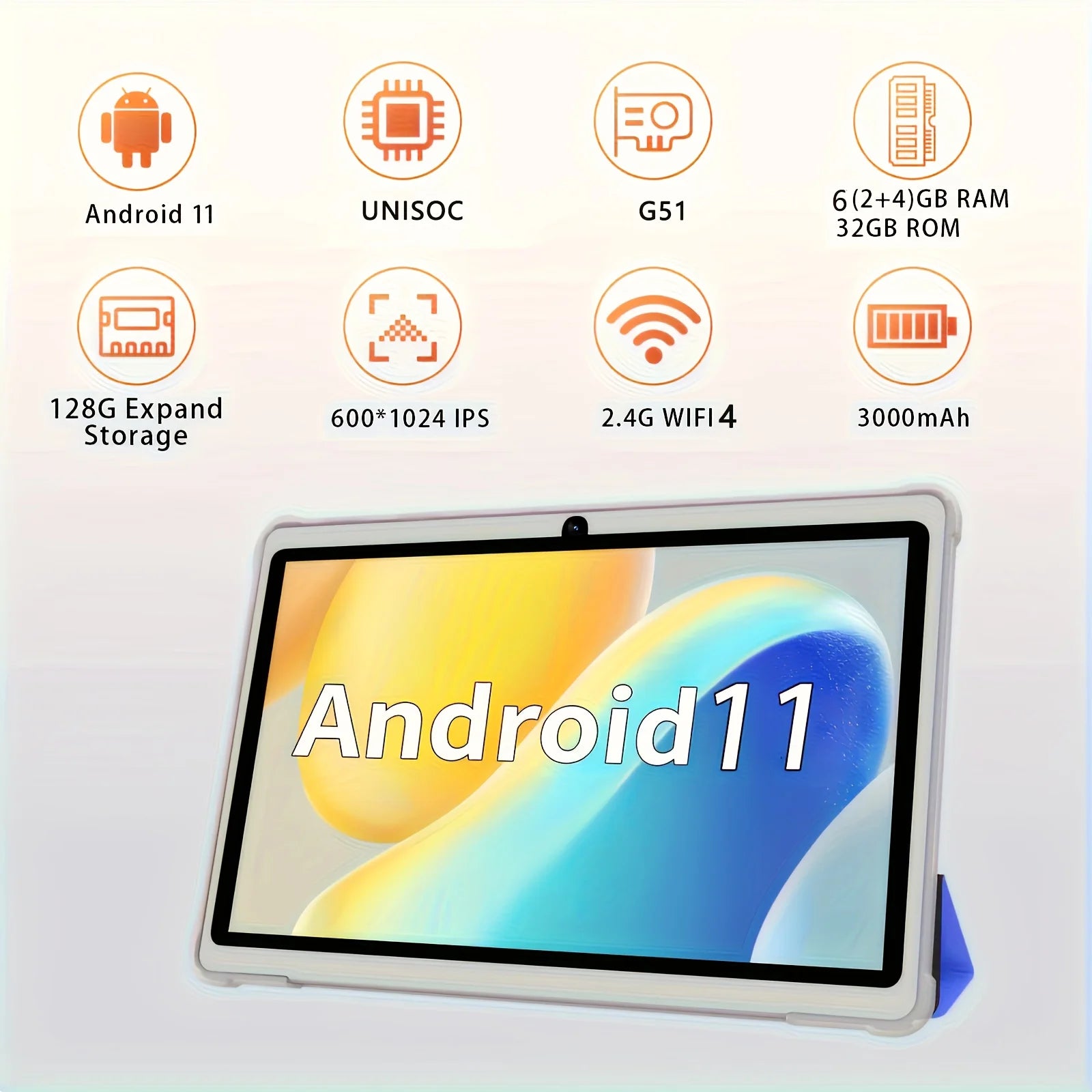 Tablet COLORROOM 7" | Android 11 | 6GB RAM + 32GB | Quad-Core | WiFi | 3000mAh | Con Funda de Cuero | 4 Colores
