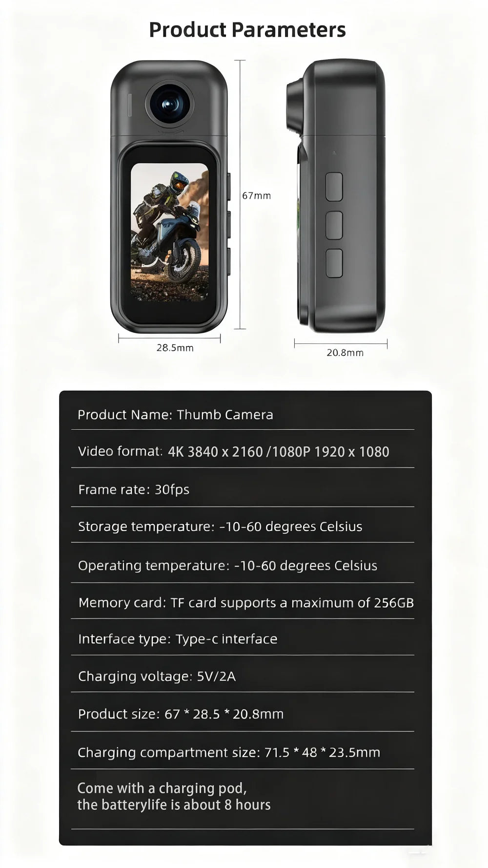 Cámara Corporal X50 Pro POV | 1080P HD | Mini Ultra-Compacta 44.7g | Lente 180° | Pantalla Táctil 1.47" | 800mAh | WiFi | Magnética | Deportes y Vlog
