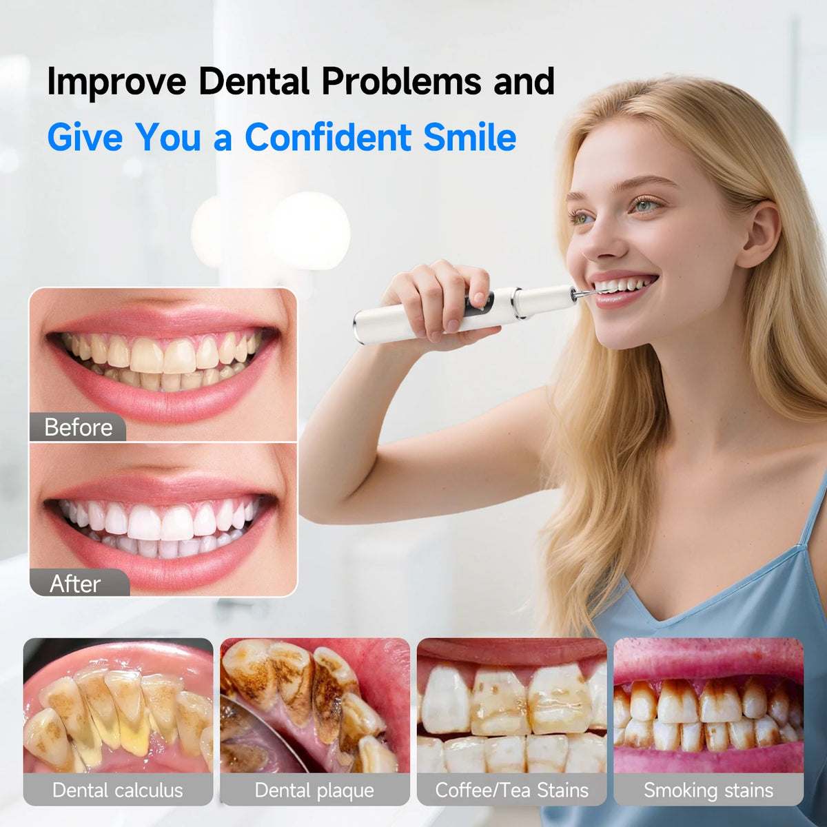 T6 Ultrasonic Dental Scaler | USB-C Oral Care Device / Escariador dental ultrasónico T6