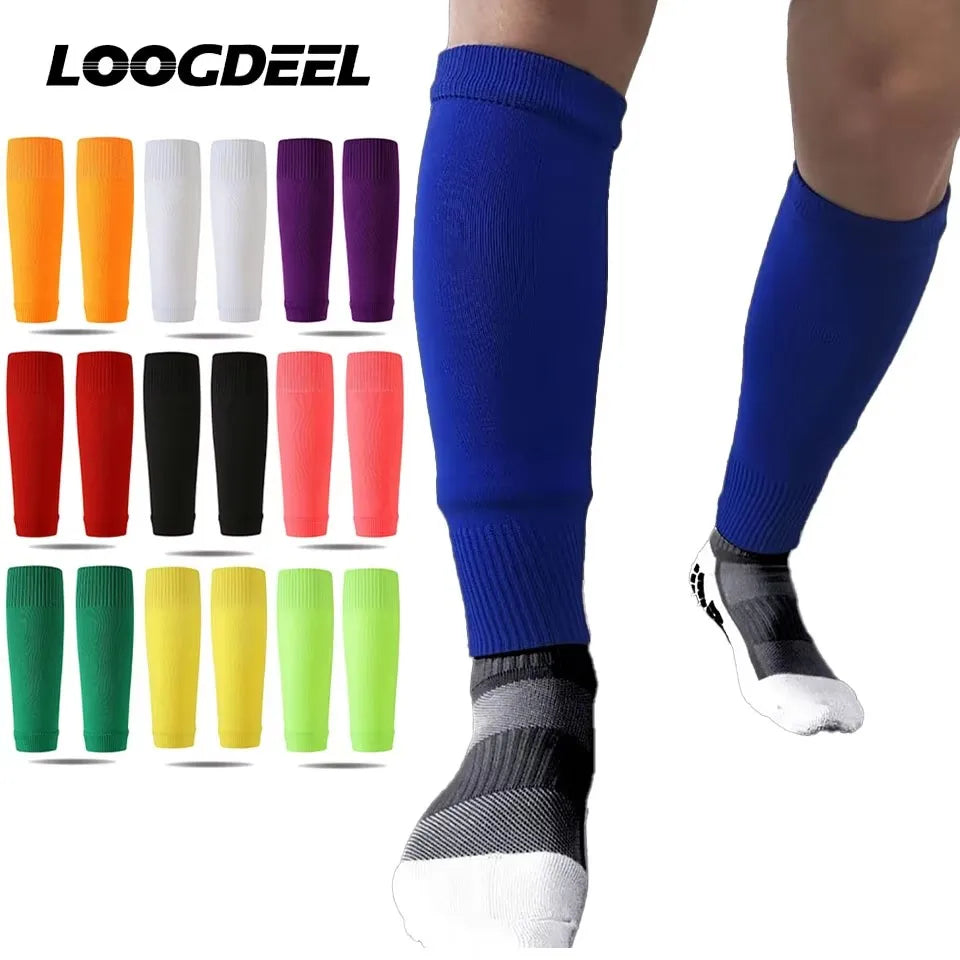 Soccer Leg Compression Sleeve & Shin Guard Socks | Calf Protection for Sports | 10 Colors M/L