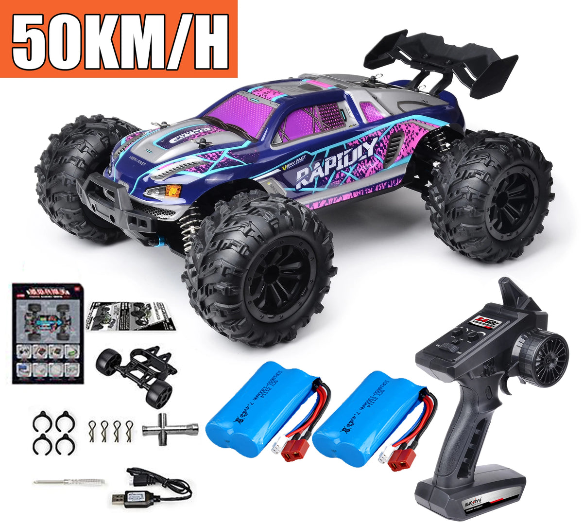 RC Monster Truck 4WD Brushless — 75km/h Off-Road 1/16 Scale | LED Headlights & Metal Parts