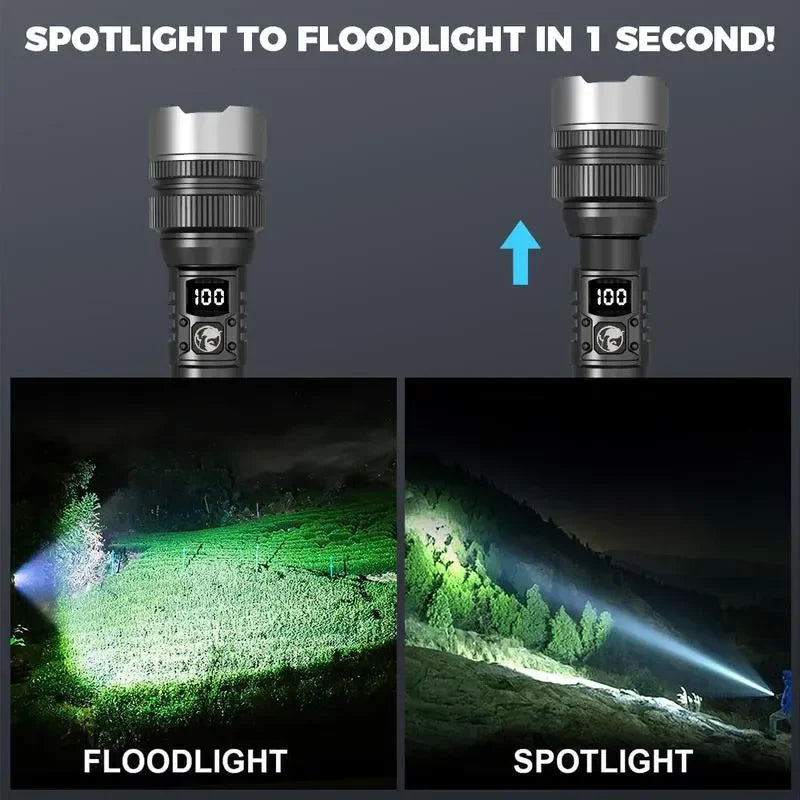Rechargeable LED Flashlight | Adjustable Zoom | Linterna para Camping