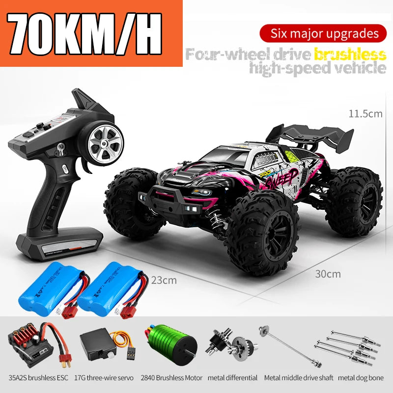 RC Monster Truck 4WD Brushless — 75km/h Off-Road 1/16 Scale | LED Headlights & Metal Parts