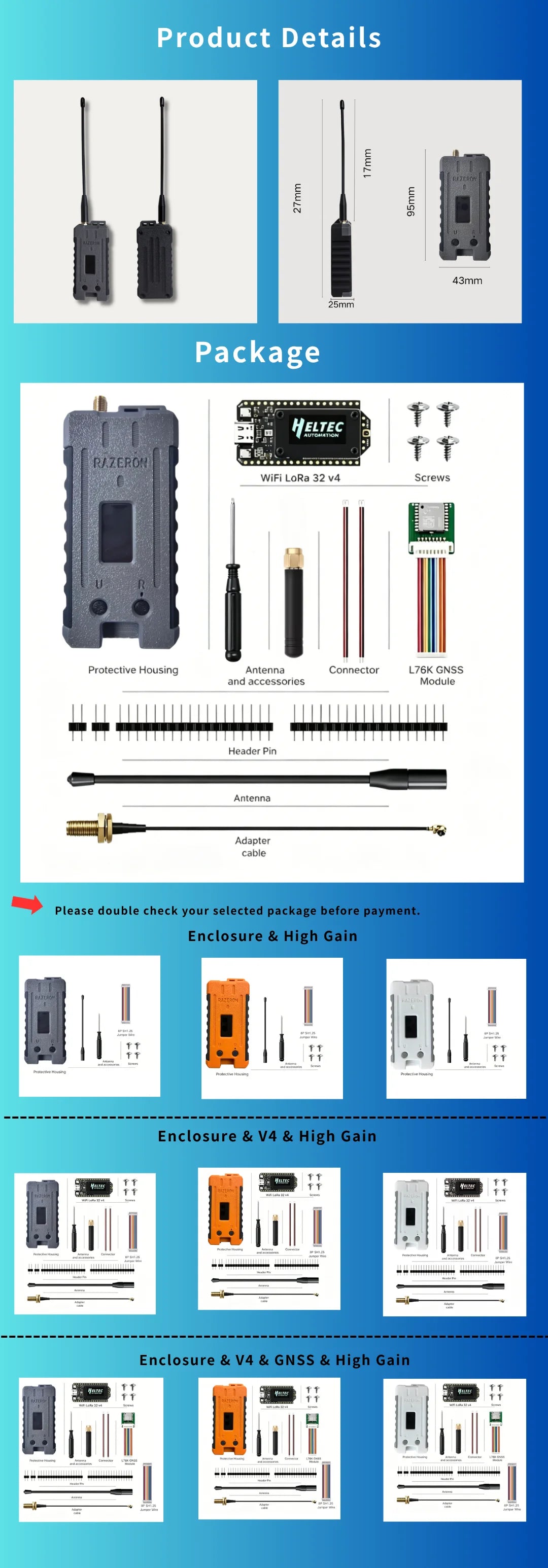 Meshtastic MeshCore Node Heltec V4 | LoRa 863-928MHz 28dBm | WiFi + BLE + GPS | IoT Kit