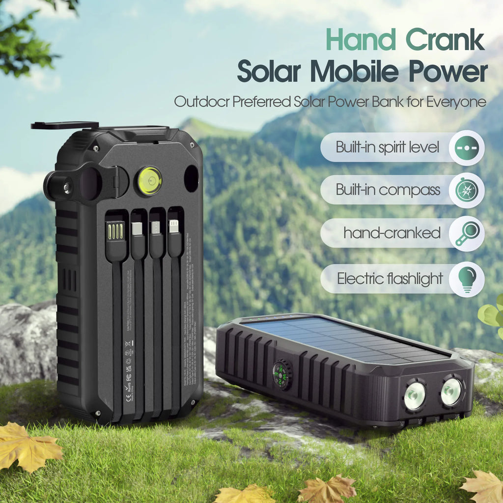 20000mAh Solar Hand-Crank Power Bank | 22.5W