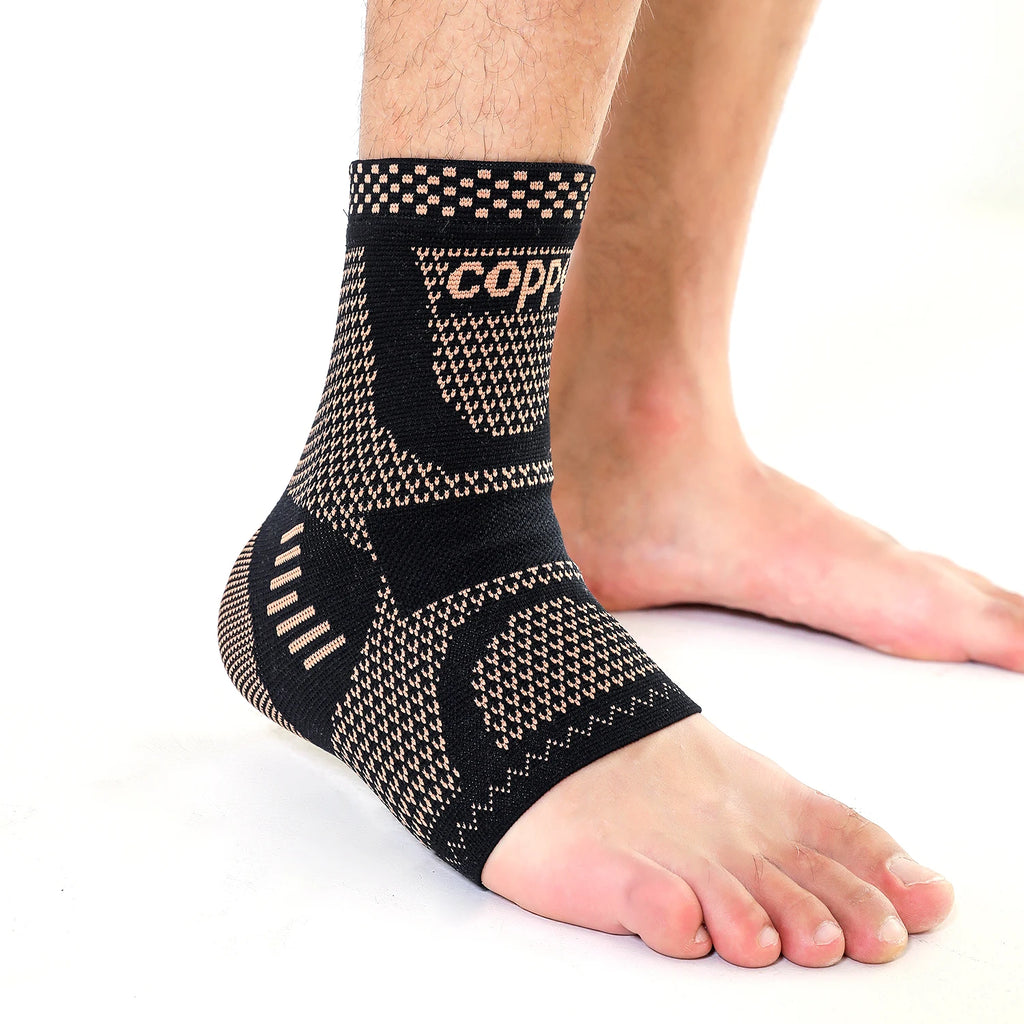 Copper Ankle Compression Sleeve | Elastic Knit Support for Sports & Daily Use