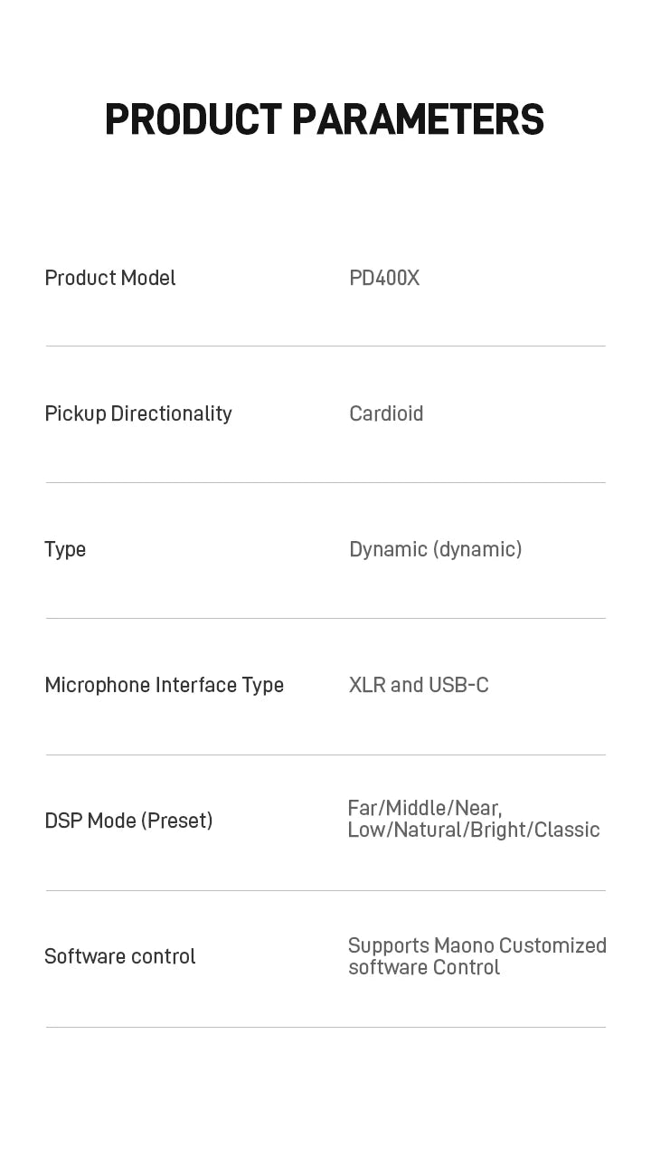 MAONO PD400X USB/XLR Dynamic Microphone | Large Diaphragm | Cardioid | 24-bit | Podcast & Streaming