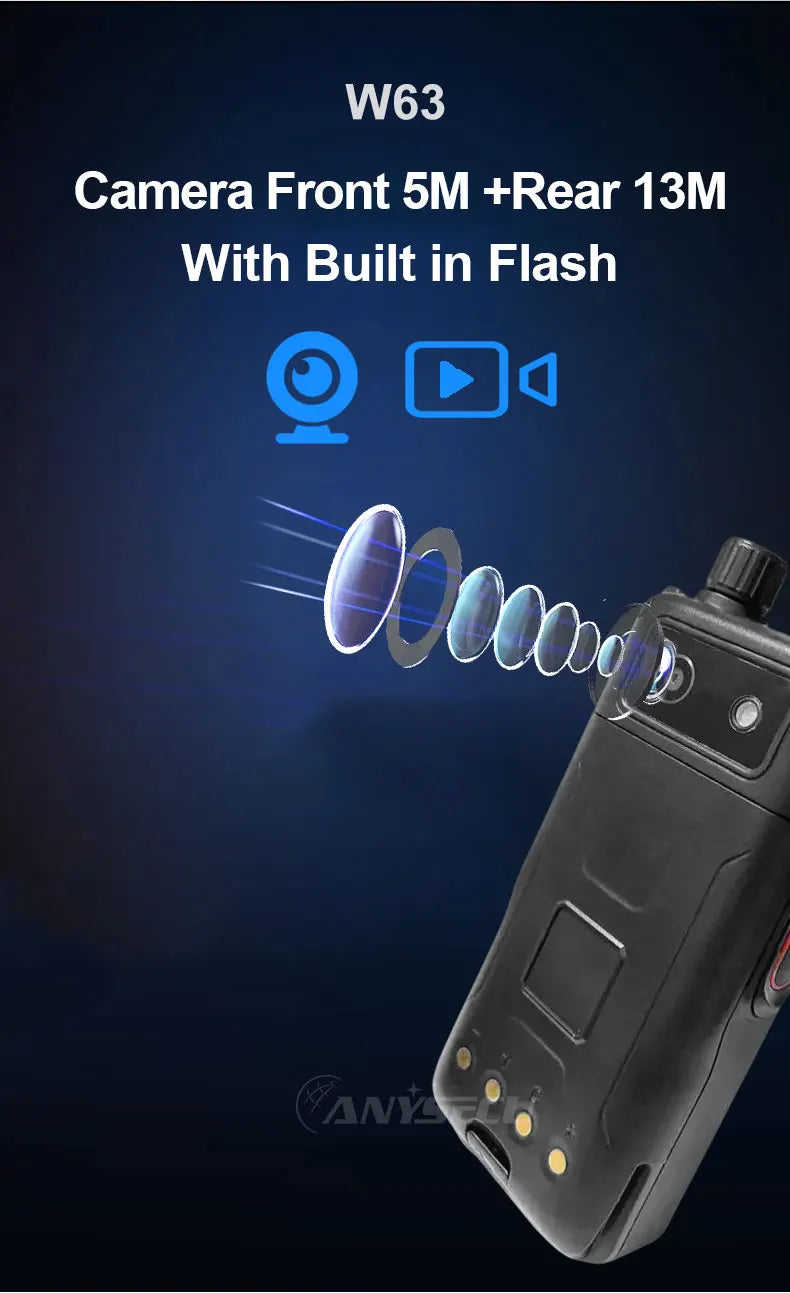ANYSECU W63 | Walkie Talkie 4G PTT IP68 NFC GPS | Zello RealPTT Android