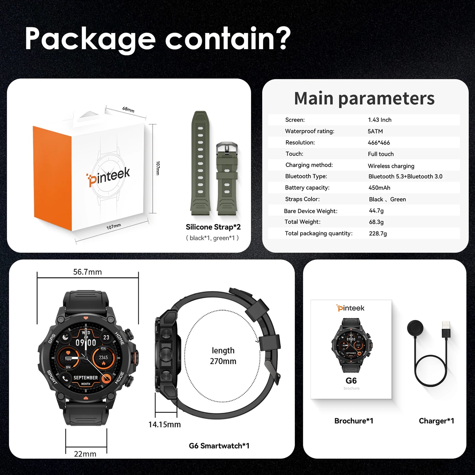 Smartwatch AURAFIT GPS-G6 2025 | AMOLED 1.43" | GPS 6 Satélites | 3ATM | AI GPT | 100+ Deportes
