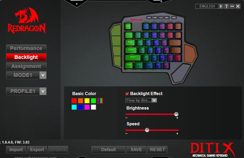 Teclado Gaming Una Mano Redragon K585 DITI | 42 Teclas | 2.4GHz Inalámbrico | RGB | 7 Macros | Hot-Swap | Redragon K585 DITI One-Handed Wireless Gaming Keypad 42 Keys 2.4GHz RGB 7 Macros Hot-Swap