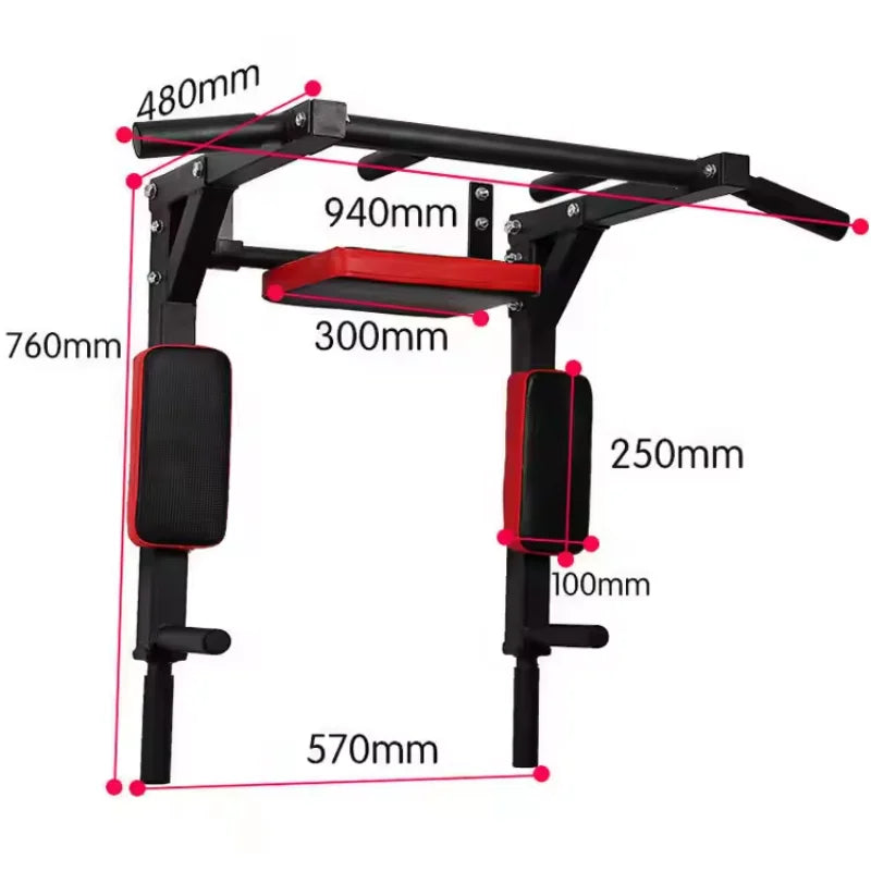 Wall Mounted Pull Up Bar | Multifunctional Home Gym Steel Bar | Chin-Up, Leg Raise & Core Training