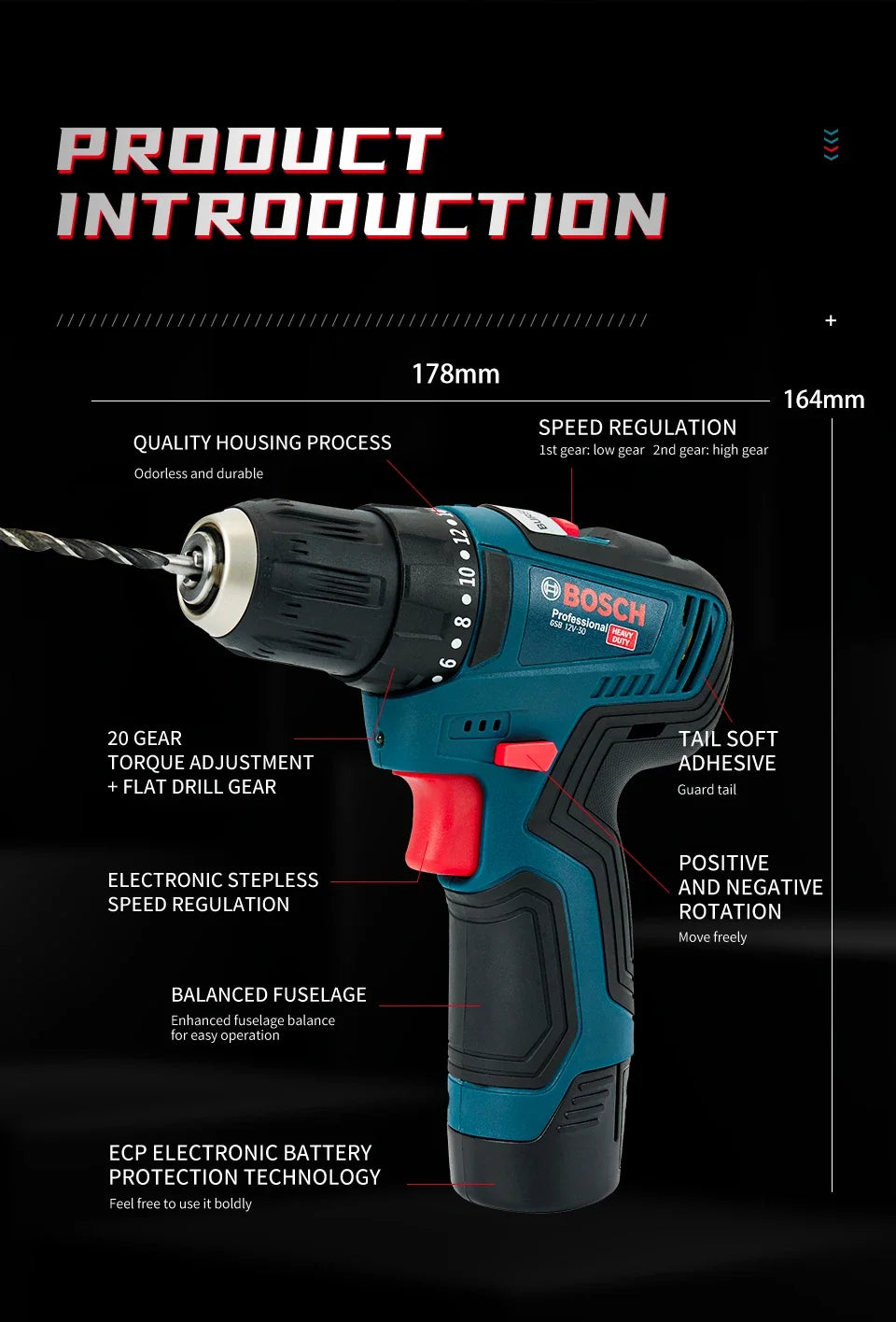 Bosch GSB 12V-30 | Cordless Drill Driver | EU/US Sets