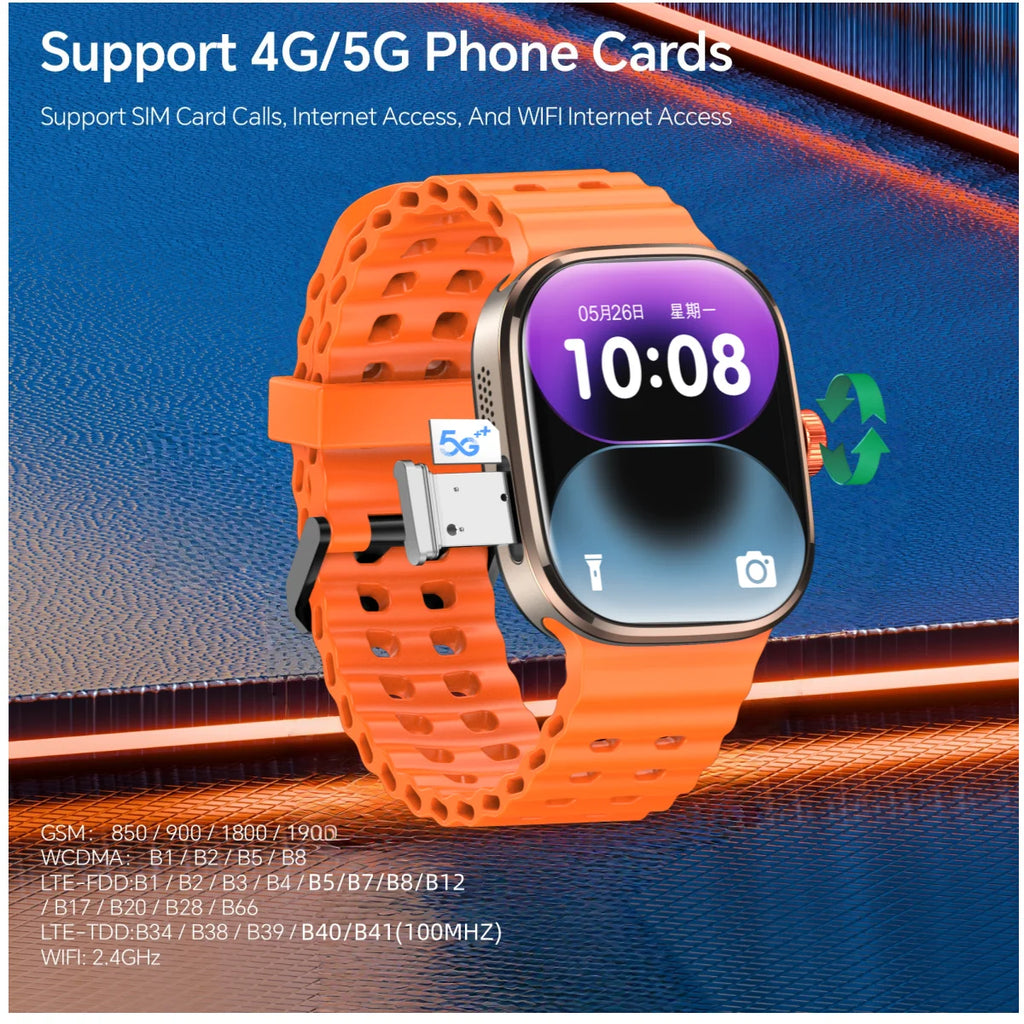 Smartwatch Android 13 5G LTE | AMOLED 2.29" | 800MP Pull-out Camera | SIM Card | GPS | 1500mAh | Smartwatch Android 13 5G LTE | AMOLED 2.29" | Cámara Giratoria 800W | Tarjeta SIM | GPS | 1500mAh
