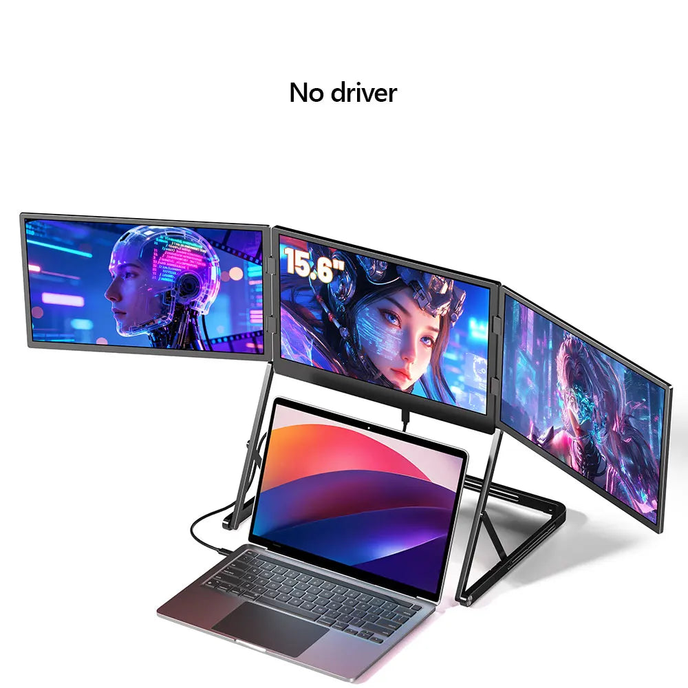 SIBOLAN Triple Portable Monitor | 3 × 15.6-inch FHD IPS | Windows & Mac