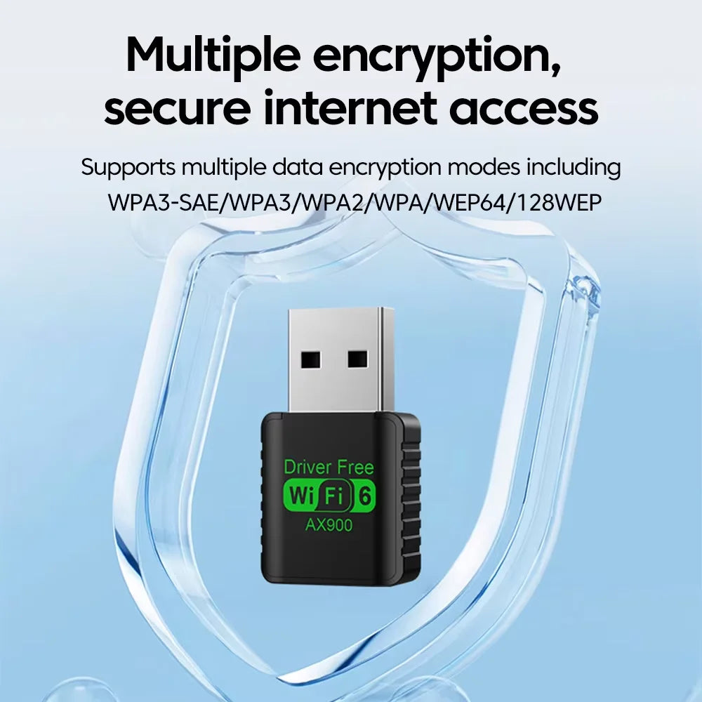 Adaptador USB WiFi + Bluetooth 5.4 900Mbps 2en1 | Doble Banda 2.4G & 5GHz | WiFi 6 | Sin Driver