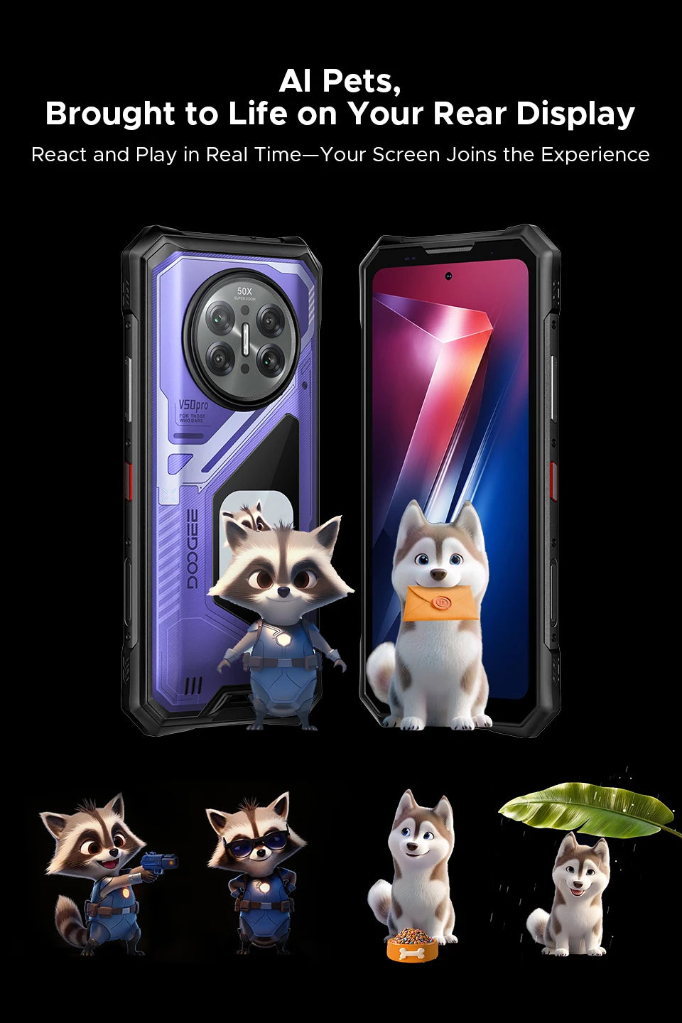 DOOGEE V50 Pro | Rugged Phone 5G | Dimensity 8300 | 200MP | 11000mAh | 1TB | Android 16 | NFC | IP68/IP69K