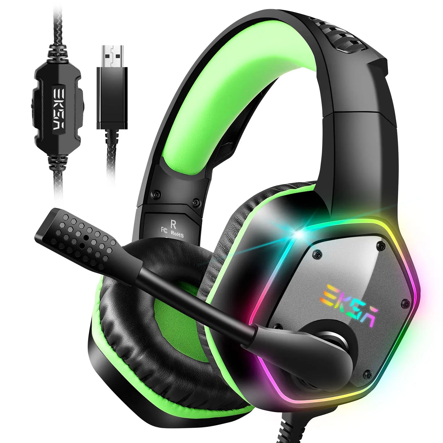 Audífonos Gaming EKSA E1000 | 7.1 Surround | USB | RGB | Micrófono Cancelación de Ruido | PC/PS4/PS5 | EKSA E1000 Gaming Headset 7.1 Surround USB RGB Noise Cancelling Mic