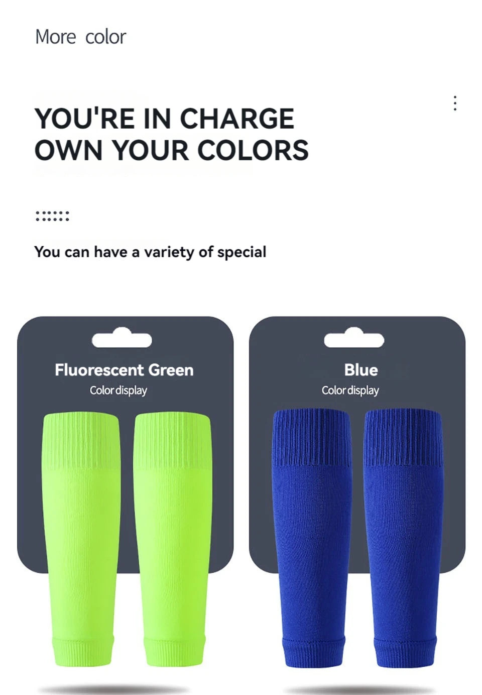 Soccer Leg Compression Sleeve & Shin Guard Socks | Calf Protection for Sports | 10 Colors M/L