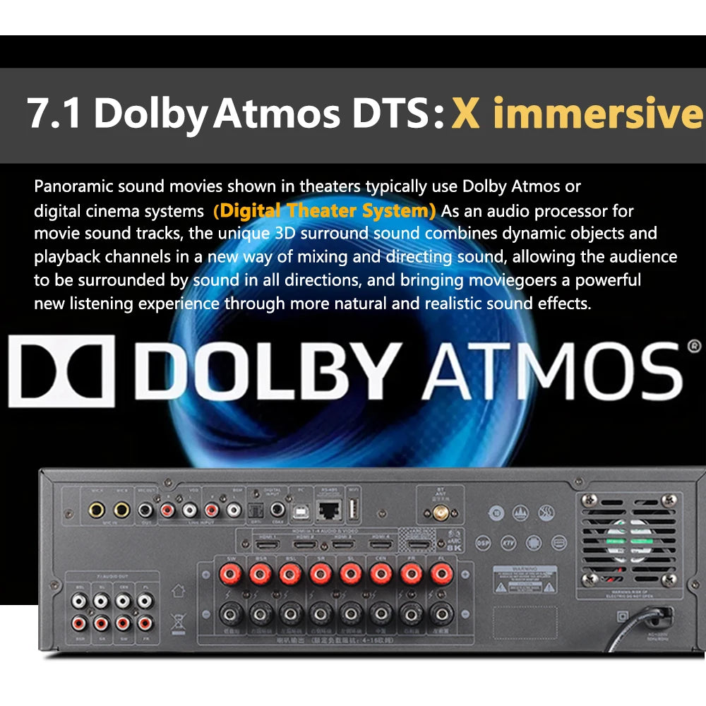 PAHOPE MK-8000 7.1 Home Theater AV Receiver | 8K 3D | DTS Digital HD | Karaoke | 110V & 220V