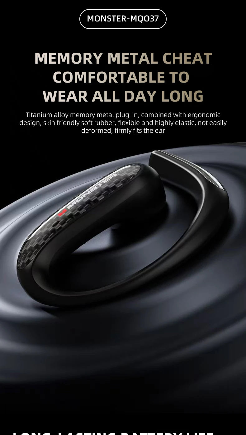 Monster MQO37 - Auriculares Gaming TWS Bluetooth 6.0 | ANC | OWS Ear Hook | HiFi