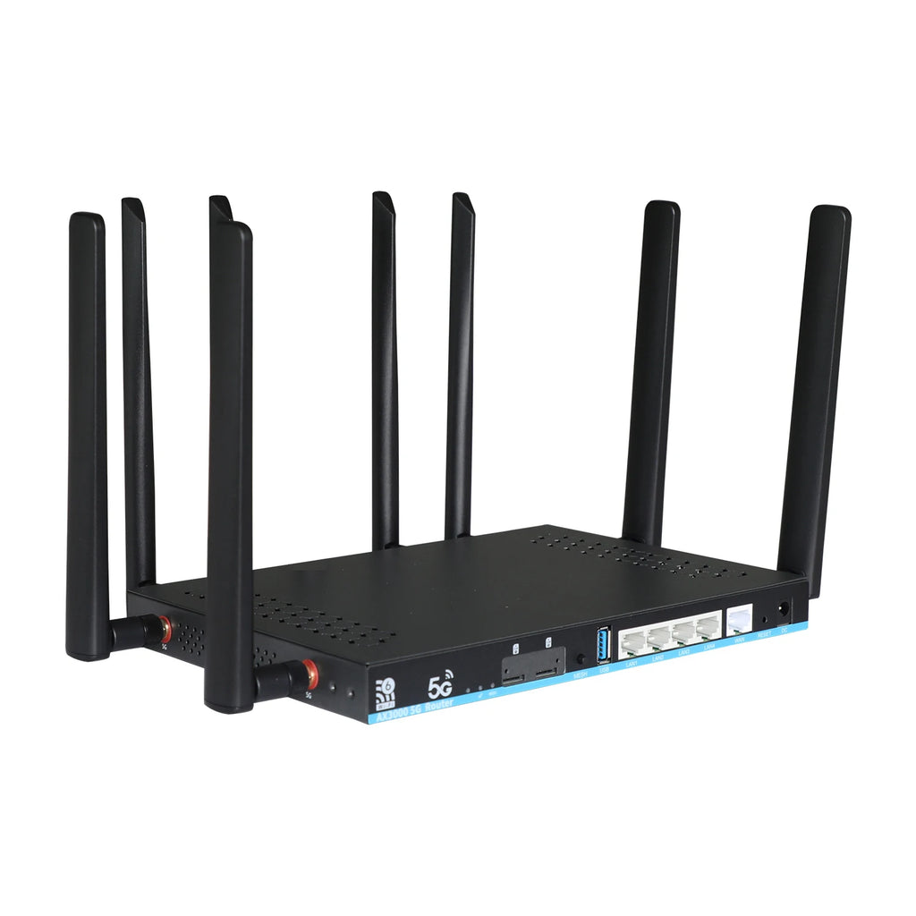 Router WiFi 6 5G AX3000 Dual SIM | Mesh 3000Mbps | DDR4 1GB | 12 Antenas MU-MIMO | OpenWrt | USB 3.0