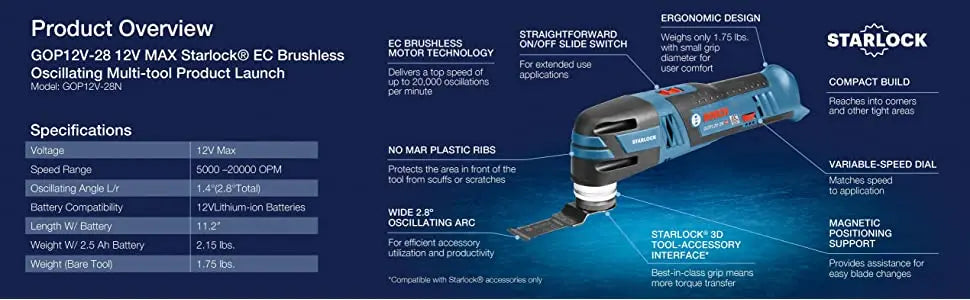 Bosch GOP 12V-28 | 12V Cordless Oscillating Multi-Tool