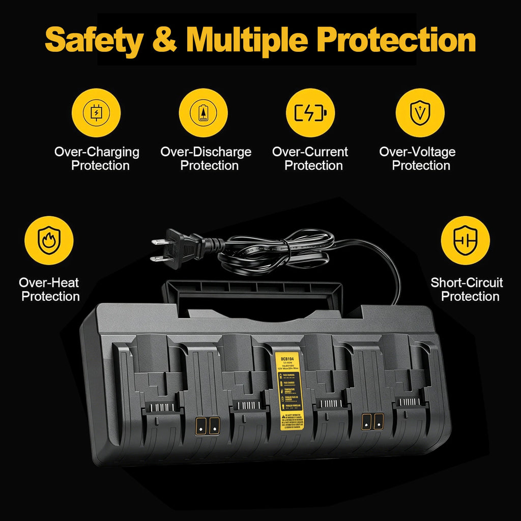 DCB104-Compatible 3A Battery Charger | 2/4 Port | US/EU Plug