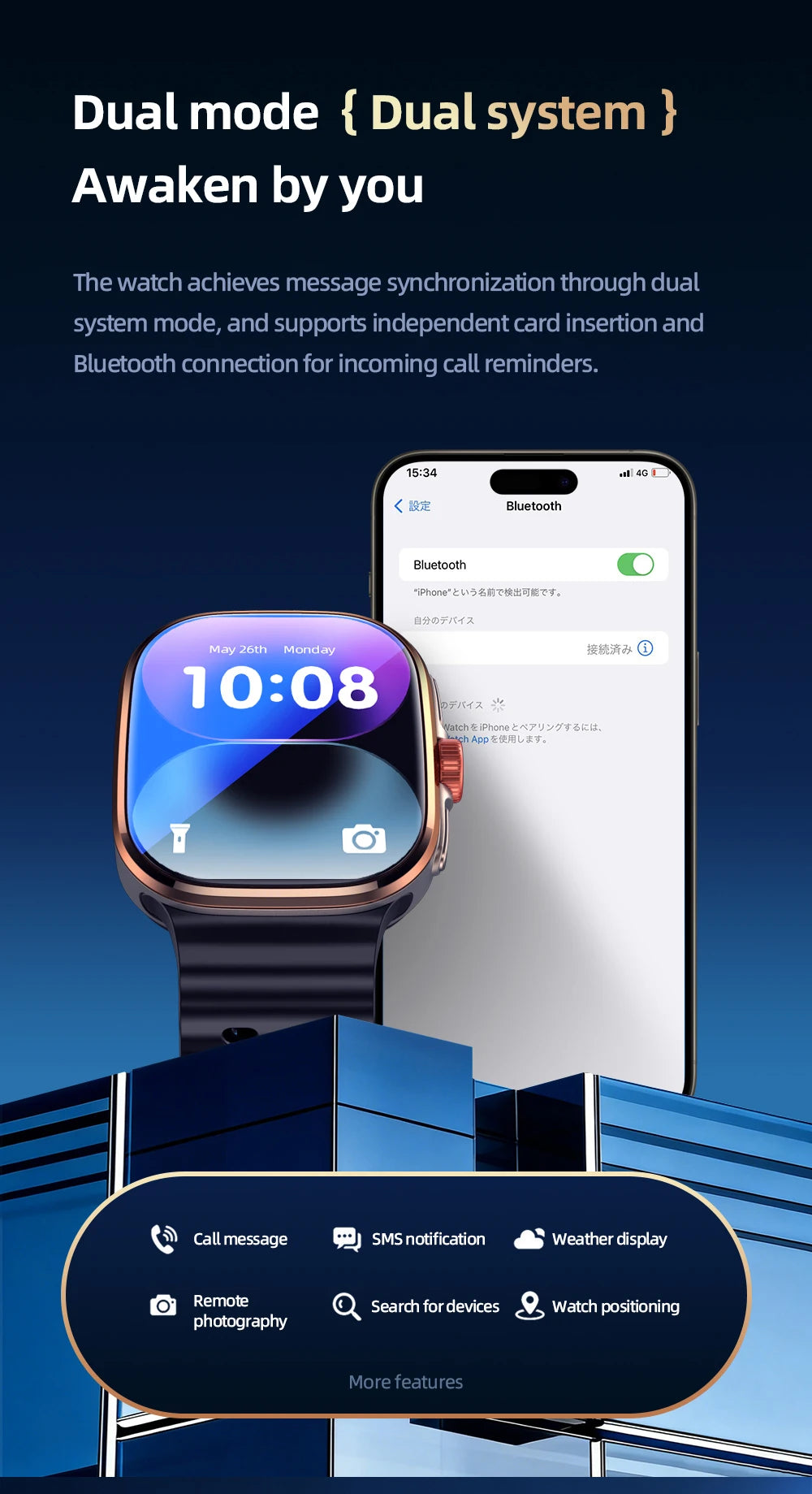 Smartwatch Android 13 5G LTE | AMOLED 2.29" | 800MP Pull-out Camera | SIM Card | GPS | 1500mAh | Smartwatch Android 13 5G LTE | AMOLED 2.29" | Cámara Giratoria 800W | Tarjeta SIM | GPS | 1500mAh