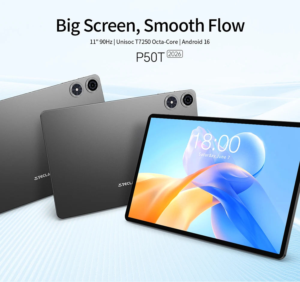 Tablet Teclast P50T 11" | Android 16 | 16GB RAM + 128GB | Octa-Core | 90Hz | 8000mAh | GPS | WiFi 5 | Netflix