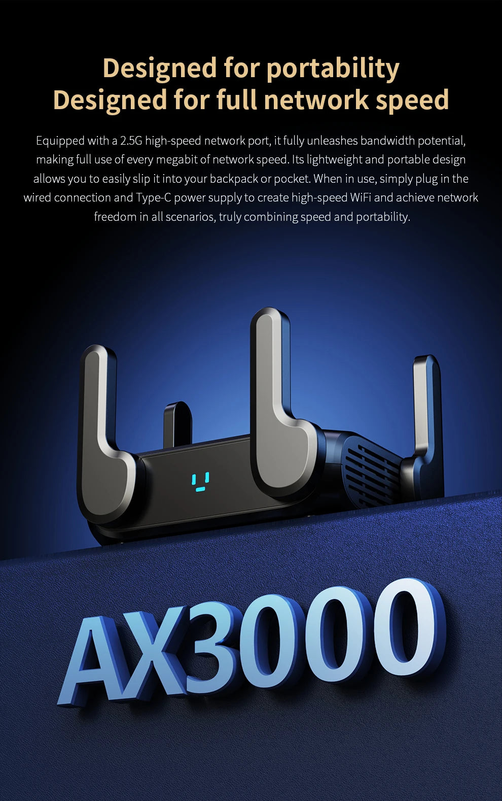 COMFAST AX3000 Router WiFi 6 Mesh Gigabit | Doble Banda 2.4G/5.8GHz | USB 3.0 | 4 Antenas | Hogar