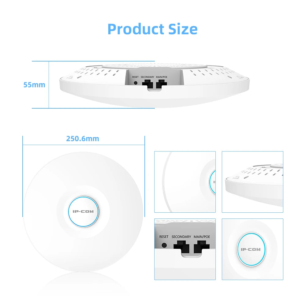 IP-COM W83AP Access Point WiFi 6 AX3000 | Techo/Pared | PoE | Mesh | MU-MIMO | Roaming Inteligente