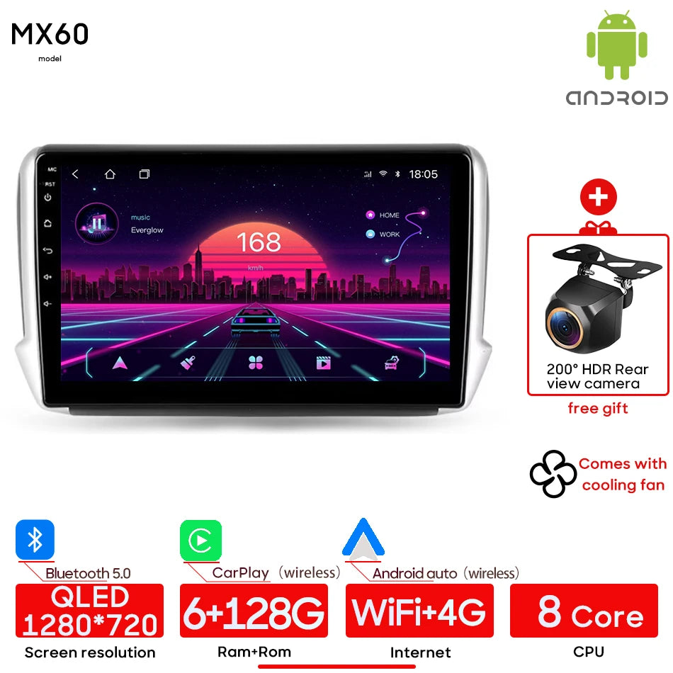 Android 15 Car Radio for Peugeot 2008 (2013-2020) | 10" Touch | CarPlay | GPS | WiFi | Nevegetor