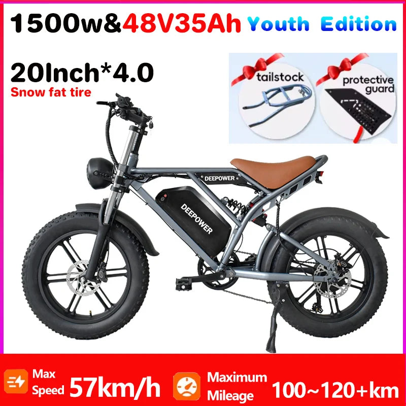 E-Bike 1500W | Fat Tire 20" | 48V 20/35/60Ah | Doble Batería | Off-Road Montaña | Sin Aranceles | Adultos | Modelo QS7