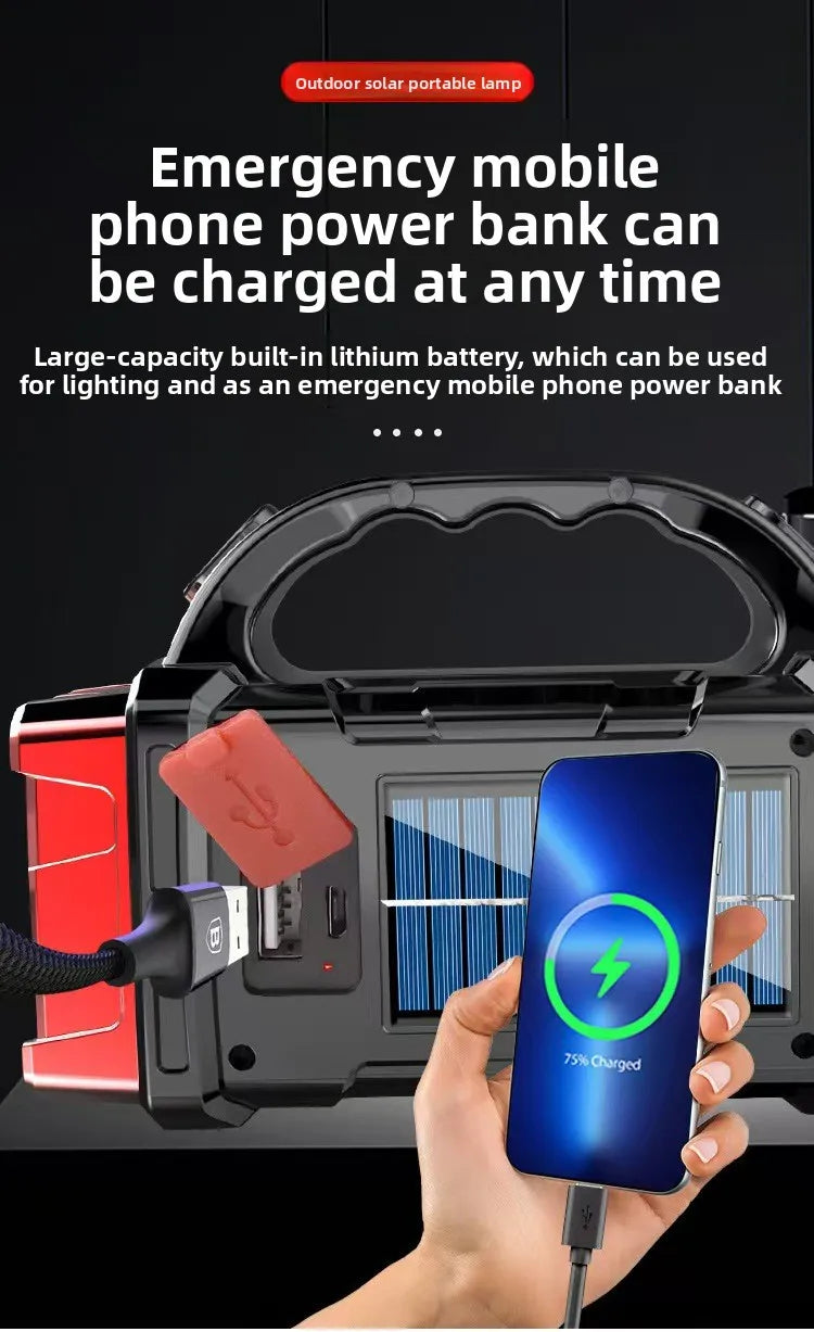 Linterna LED Recargable USB y Solar | Alta Potencia para Camping y Exteriores